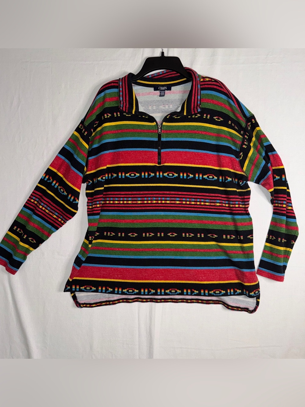 Chaps Multicolor Striped Quarter-Zip Turtleneck Sweater